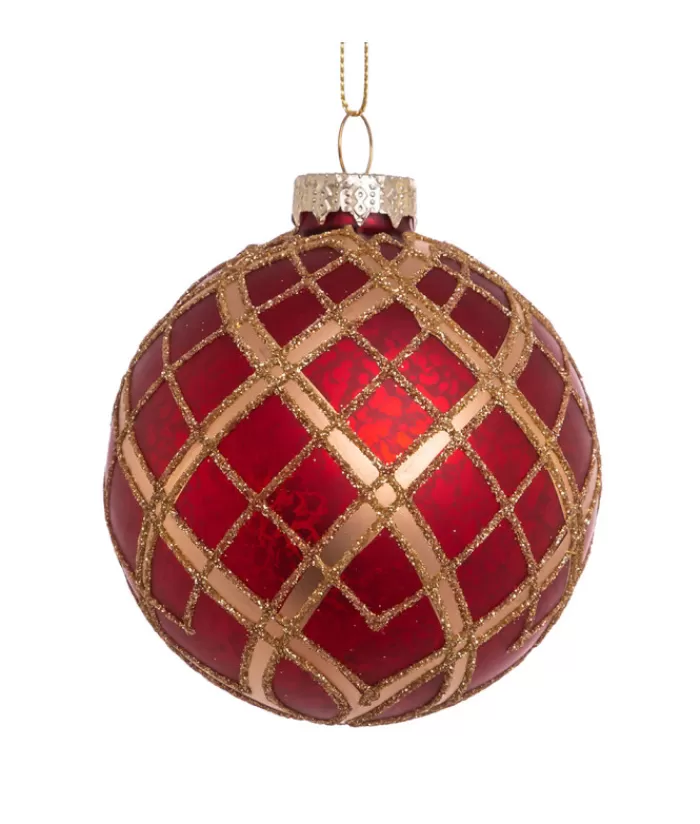 Fashion Red And Gold Decorated Glass Balls, 80Mm, 6 Per Box Miscellaneous