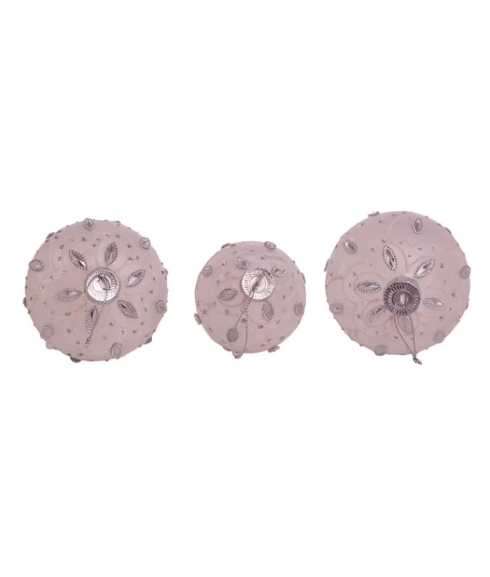 Cheap Round, Onion And Filial White Glass Balls, 80Mm, Box Of 3 Miscellaneous