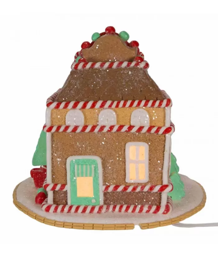 Boutique de Noël Usb & Led*Table Ornament, 7",Gingerbread Shoppe Battery Operated C7 Bulb