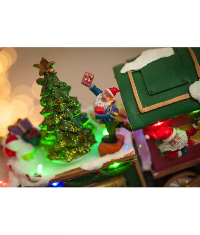Boutique de Noël Usb & Led*Table Ornament, Musical Train, With Santa And Elves. Measures 15 Inches.