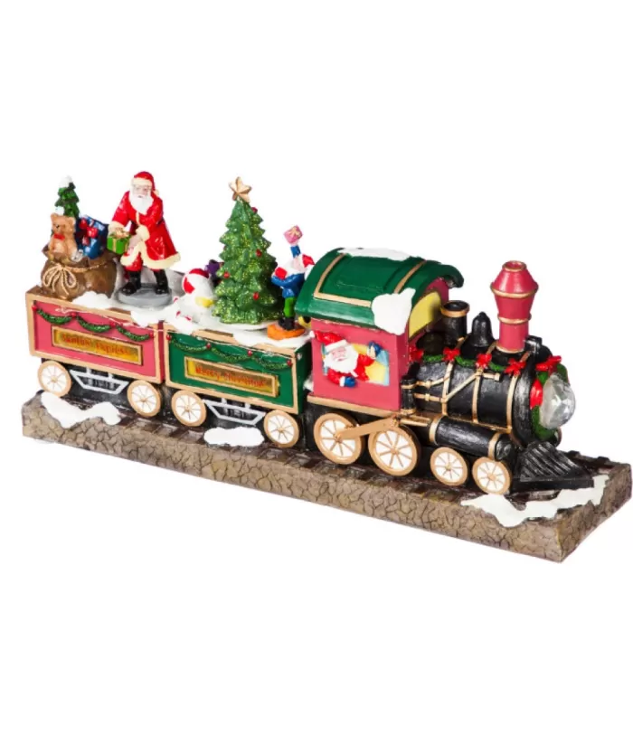 Boutique de Noël Santa'S Workshop*Table Ornament, Musical Train, With Santa And Elves. Measures 15 Inches.