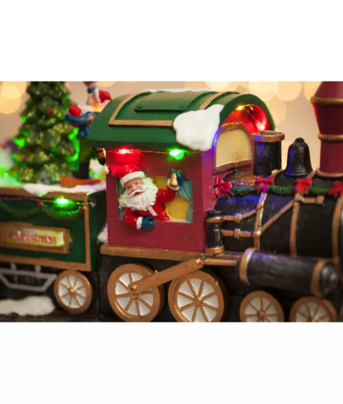 Boutique de Noël Usb & Led*Table Ornament, Musical Train, With Santa And Elves. Measures 15 Inches.