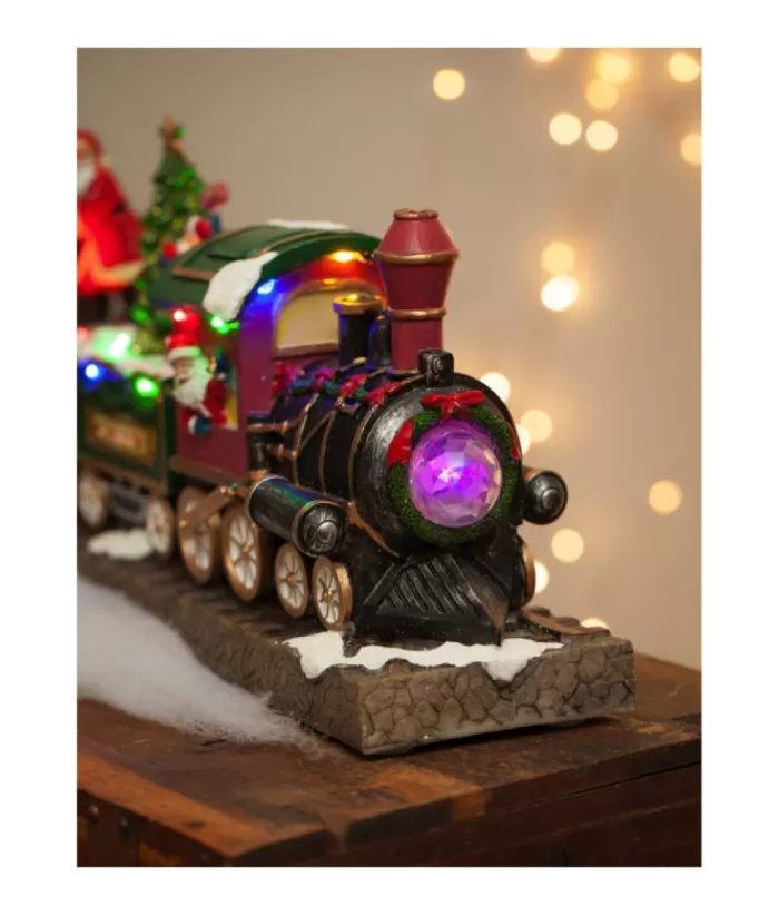 Boutique de Noël Usb & Led*Table Ornament, Musical Train, With Santa And Elves. Measures 15 Inches.