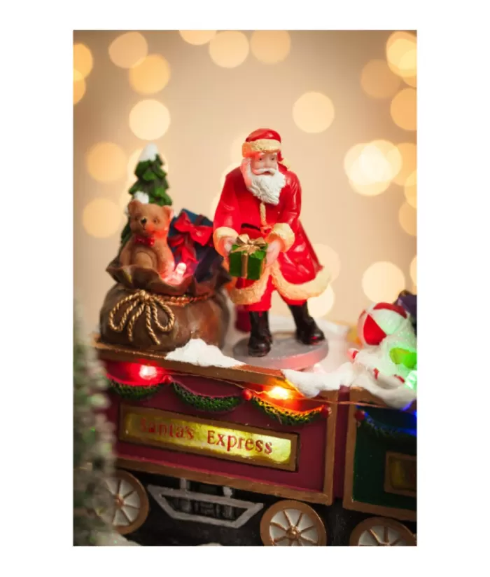 Boutique de Noël Usb & Led*Table Ornament, Musical Train, With Santa And Elves. Measures 15 Inches.
