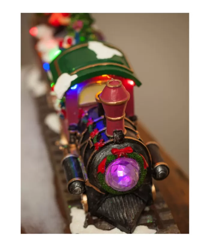 Boutique de Noël Usb & Led*Table Ornament, Musical Train, With Santa And Elves. Measures 15 Inches.