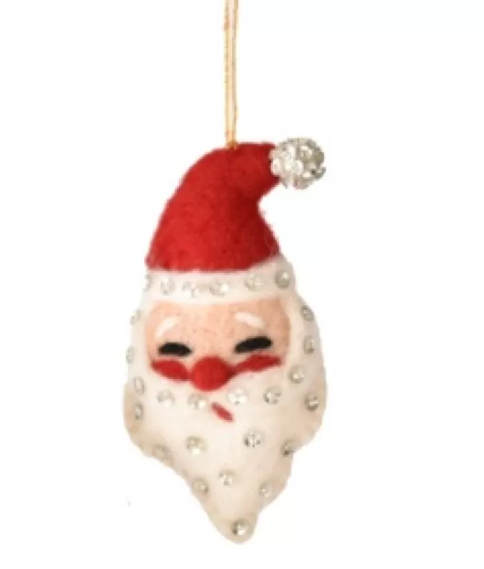 Cheap Xmas Tree Ornament, Woollen Santa Head With Sparkling Beard Angels & Santas