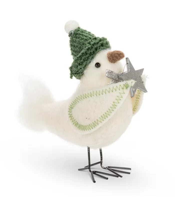 Cheap Xmas Tree Ornament, Woolly Bird With A Silver Star Animals
