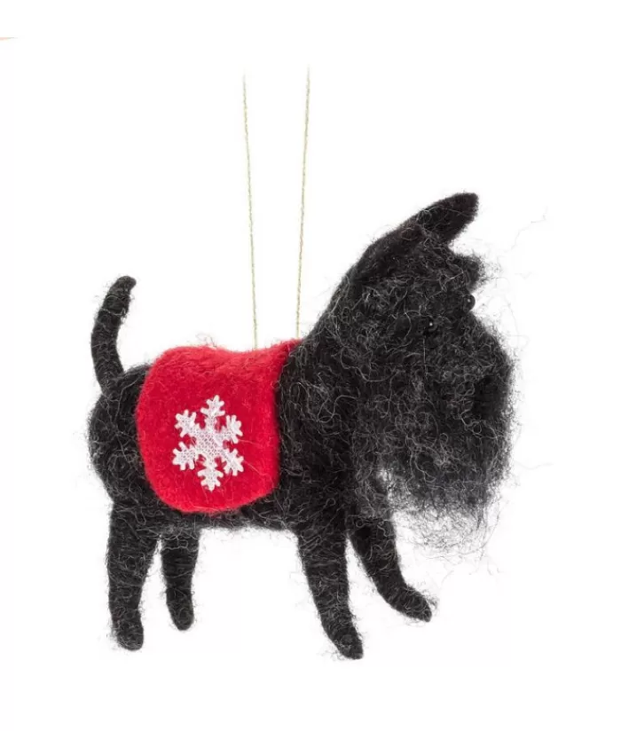 Cheap Xmas Tree Ornament, Woolly Black Schanuzer With Red Coat Woolly