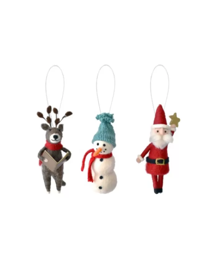 Fashion Xmas Tree Ornament, Woolly Santa Claus Holding A Star Aloft Woolly