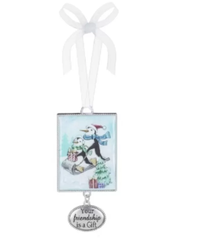 Sale Zinc Plaque Ornament, 2", With Penguins And "Friendship" Message Family & Friends
